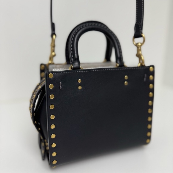 COACH Rogue & Wallet Set BLACK & BLUE Colorblock Rivets - Picture 3 of 6